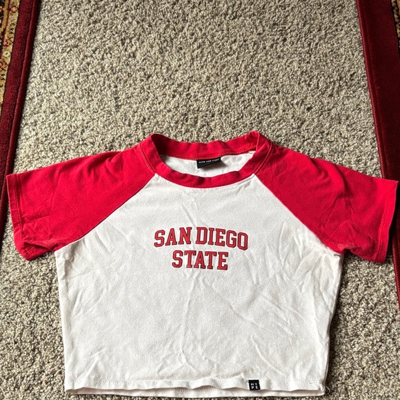 Hype and Vice Tops - Hype and Vice Size S White/Red San Diego State Homerun Tee